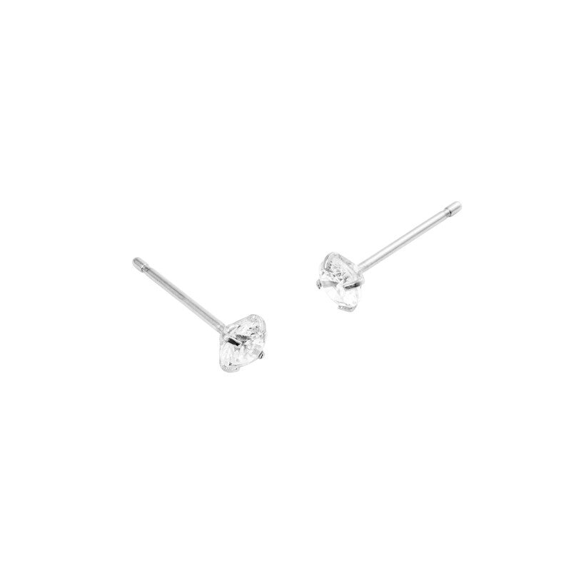 Jolie Silver Medium Stud - White