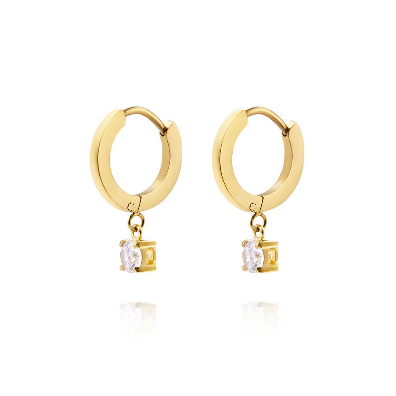 Jolie Gold Hoop - White