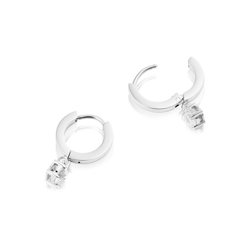 Jolie Silver Hoop - White
