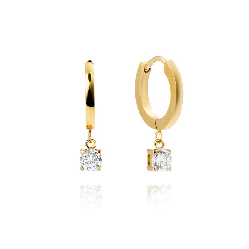 Jolie Gold Hoop - White
