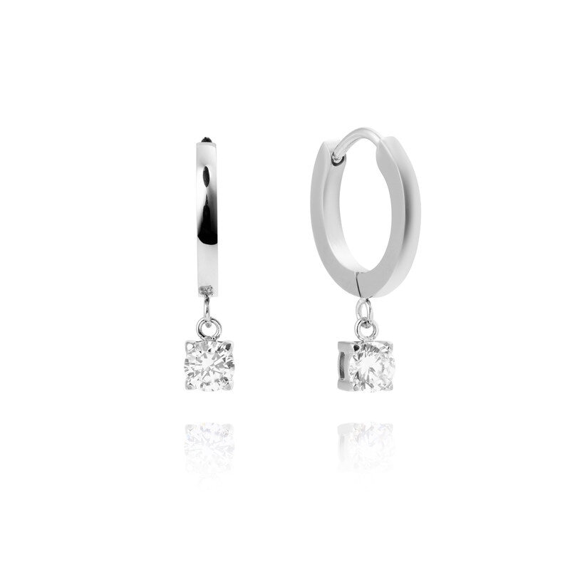 Jolie Silver Hoop - White