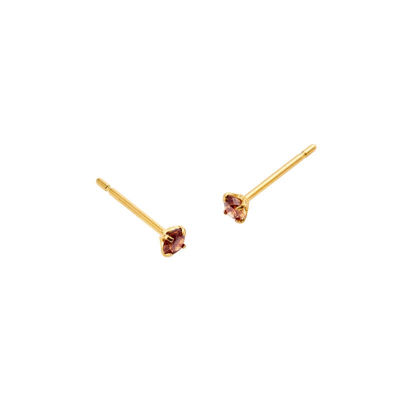 Jolie Gold Small Stud - Coffee