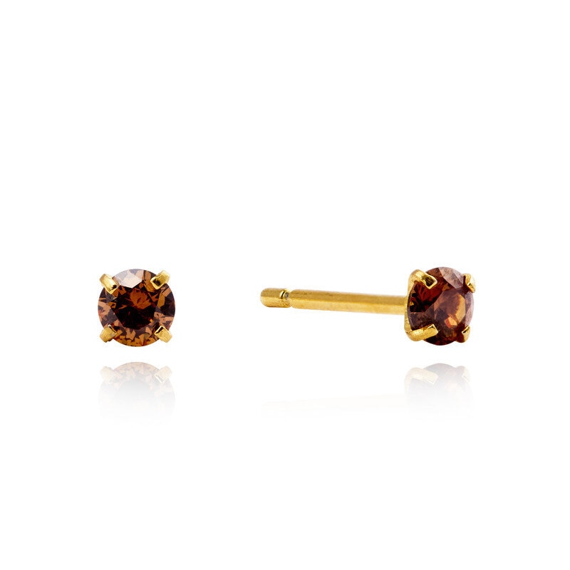 Jolie Gold Small Stud - Coffee
