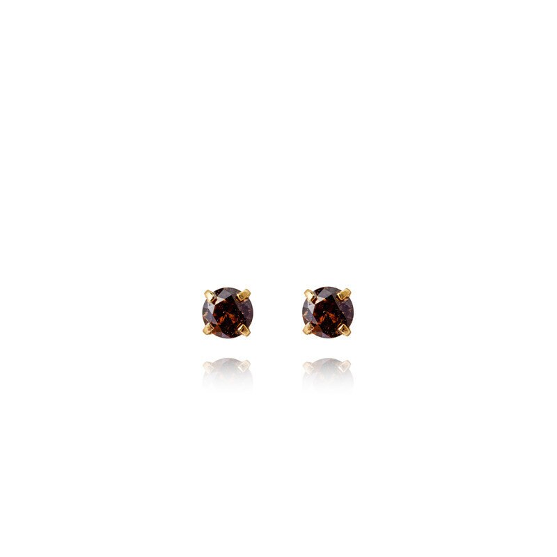 Jolie Gold Small Stud - Coffee