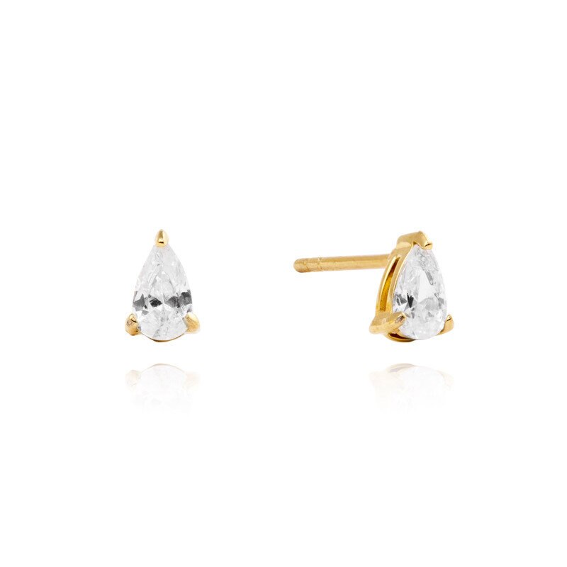 Belle Gold Small Studs - White