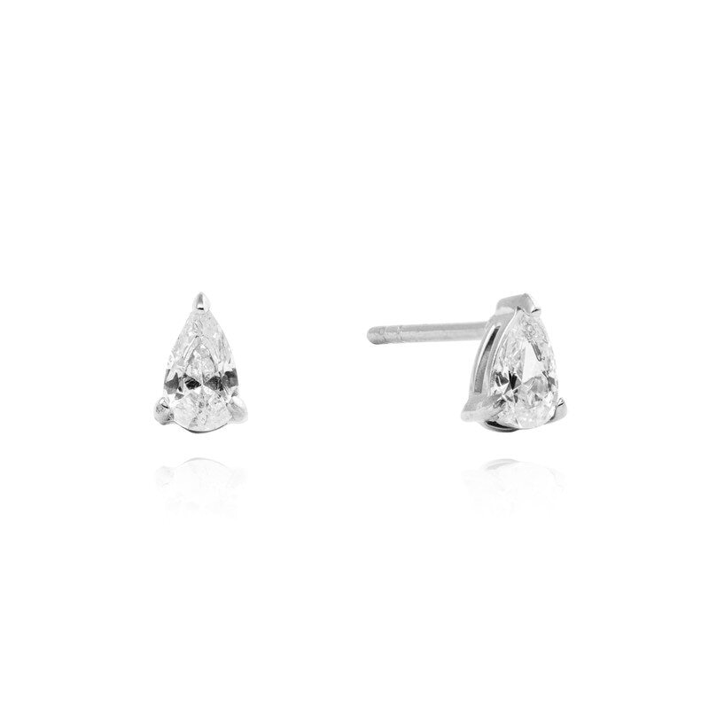 Belle Silver Small Studs - White