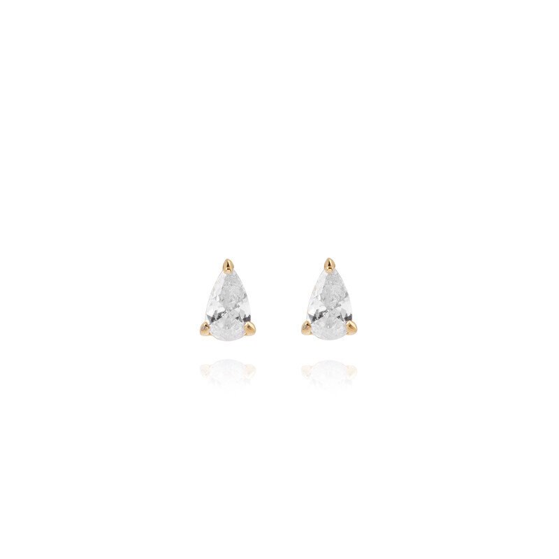 Belle Gold Small Studs - White