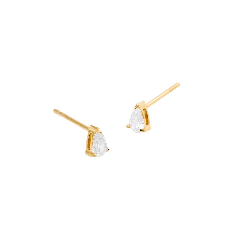 Belle Gold Small Studs - White
