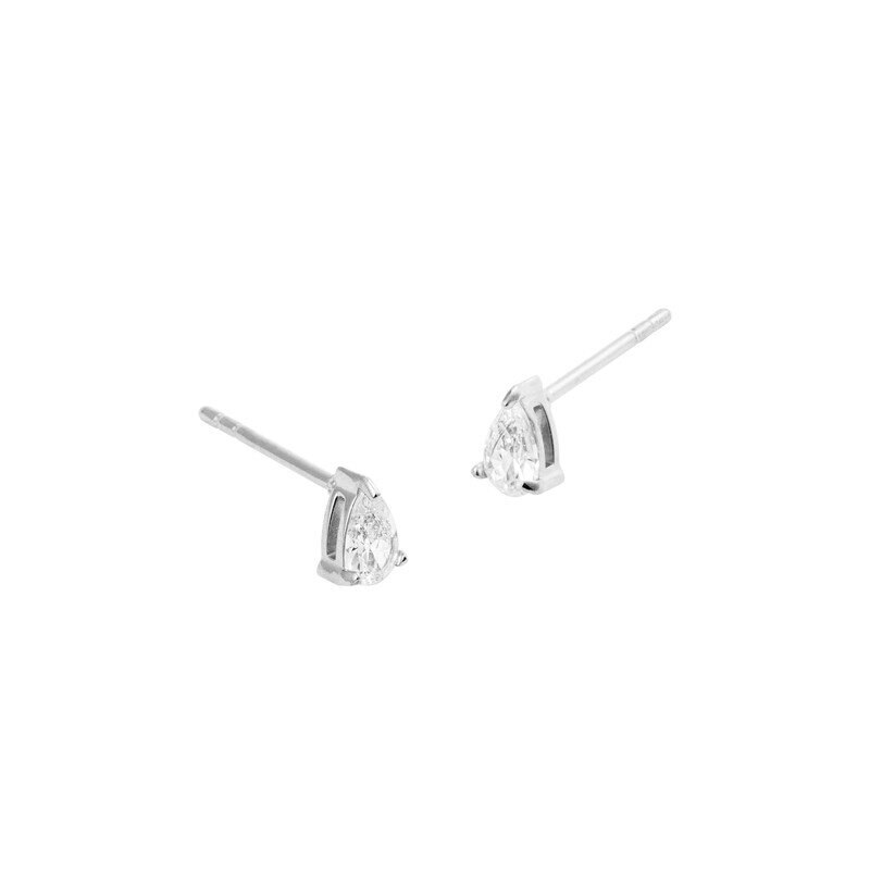 Belle Silver Small Studs - White