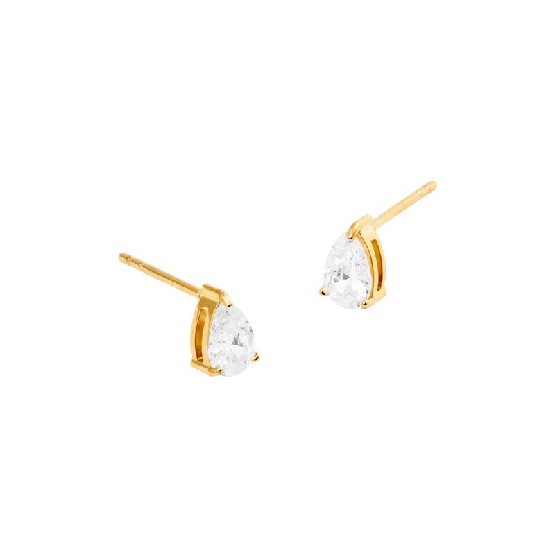 Belle Gold Medium Studs - White