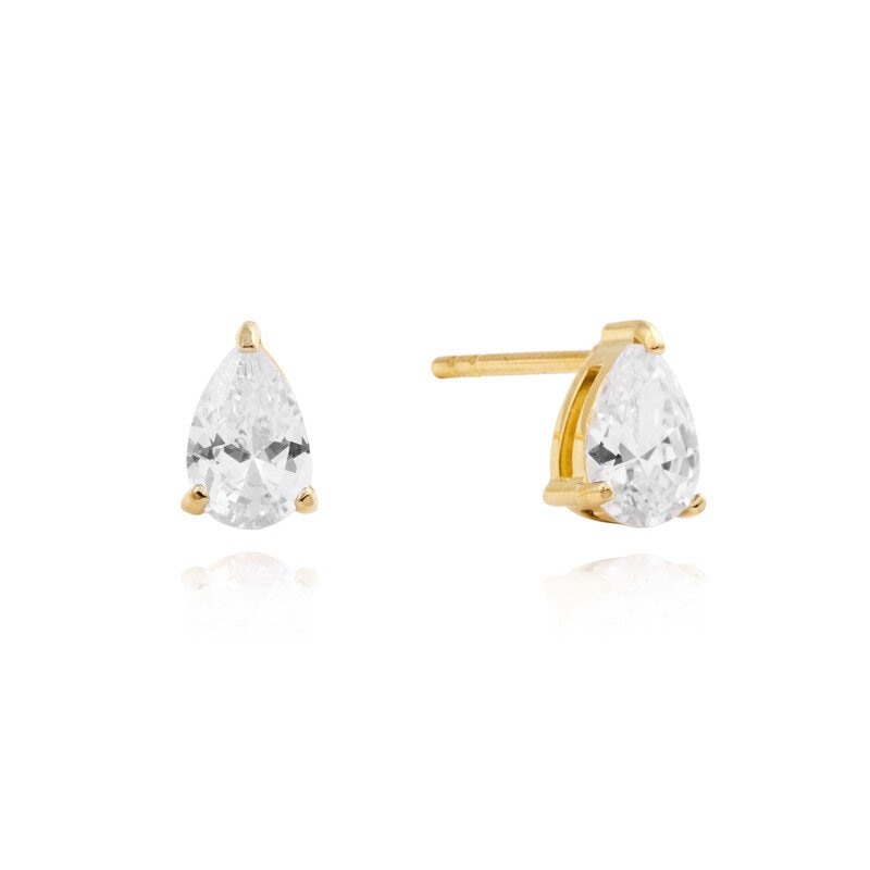 Belle Gold Medium Studs - White