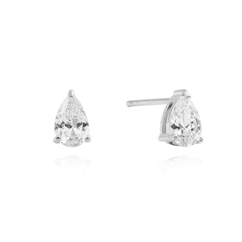 Belle Silver Medium Studs - White
