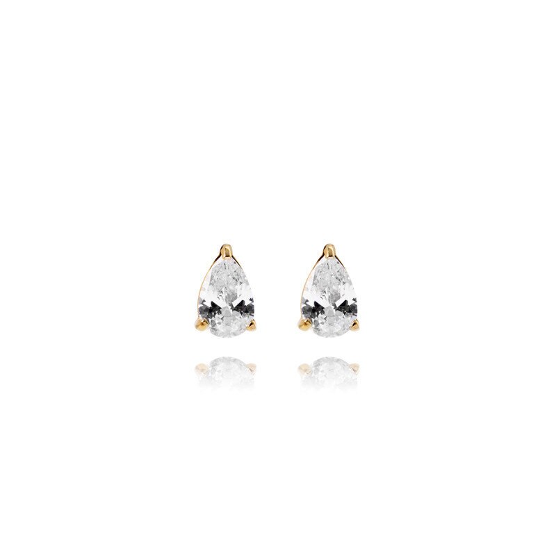Belle Gold Medium Studs - White
