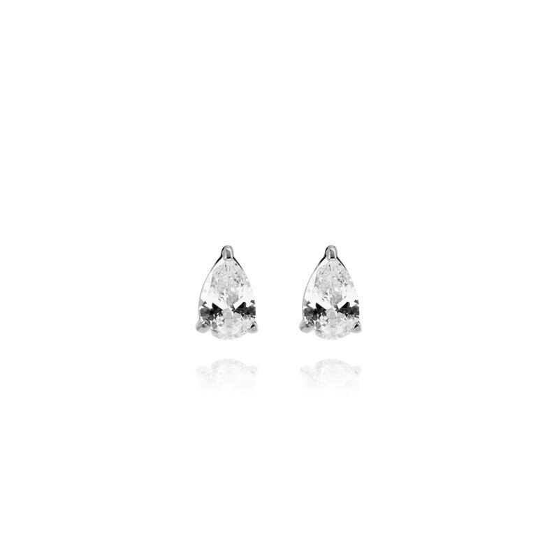 Belle Silver Medium Studs - White