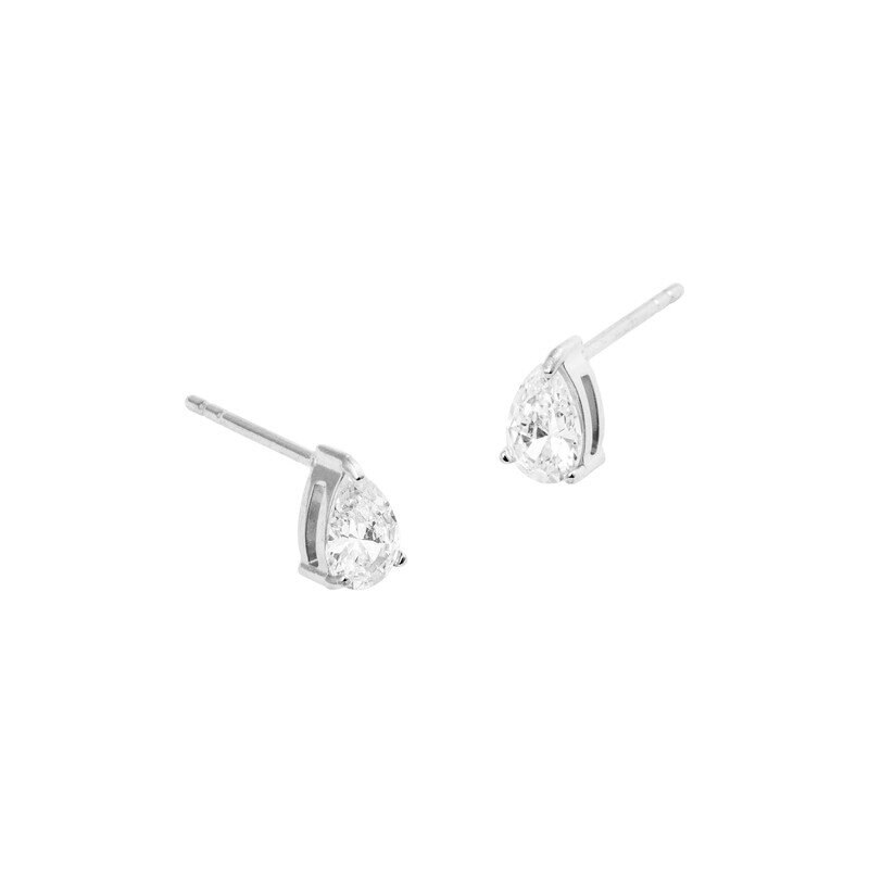 Belle Silver Medium Studs - White
