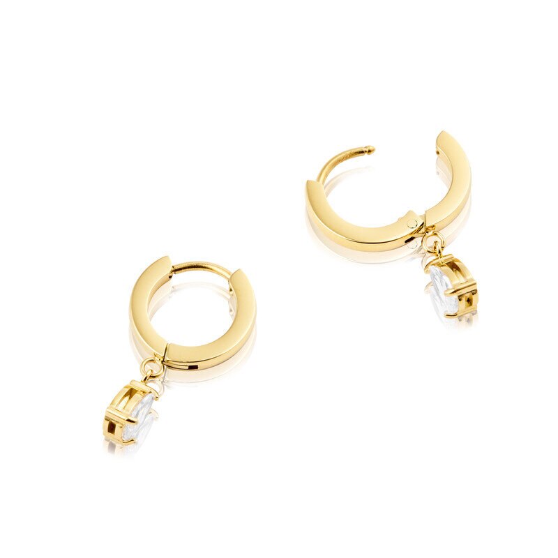 Belle Gold Hoops - White