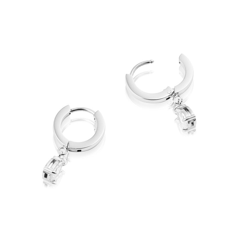 Belle Silver Hoops - White