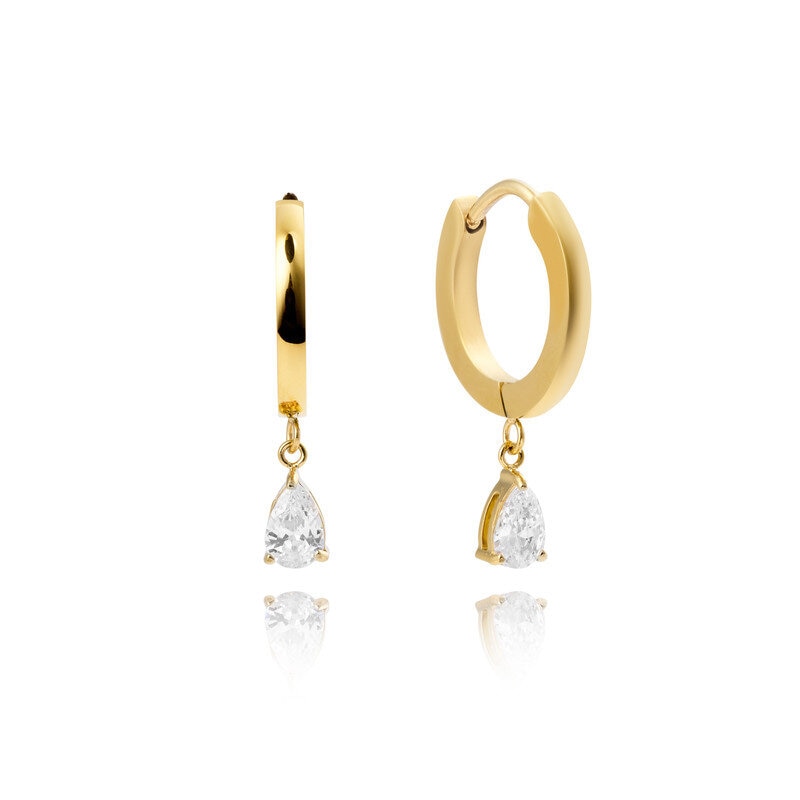 Belle Gold Hoops - White