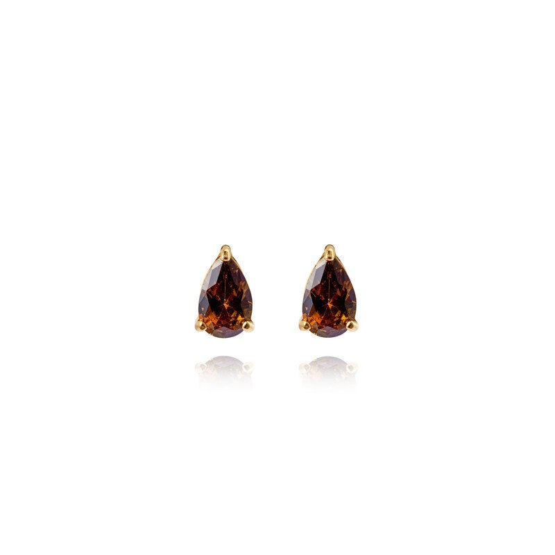 Belle Gold Medium Studs - Coffee