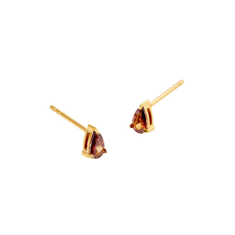 Belle Gold Small Studs - Coffee