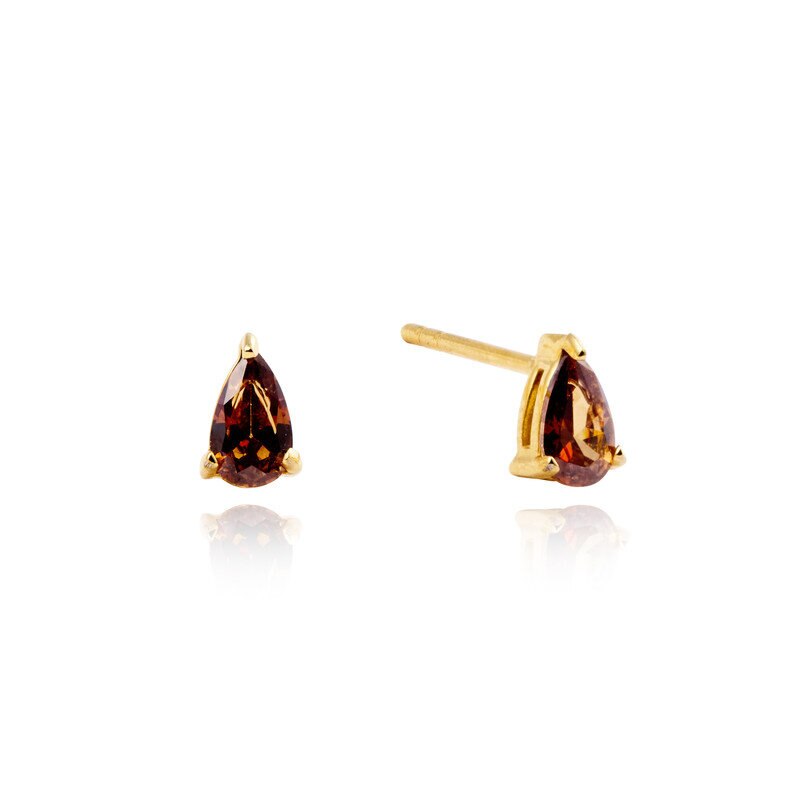 Belle Gold Small Studs - Coffee