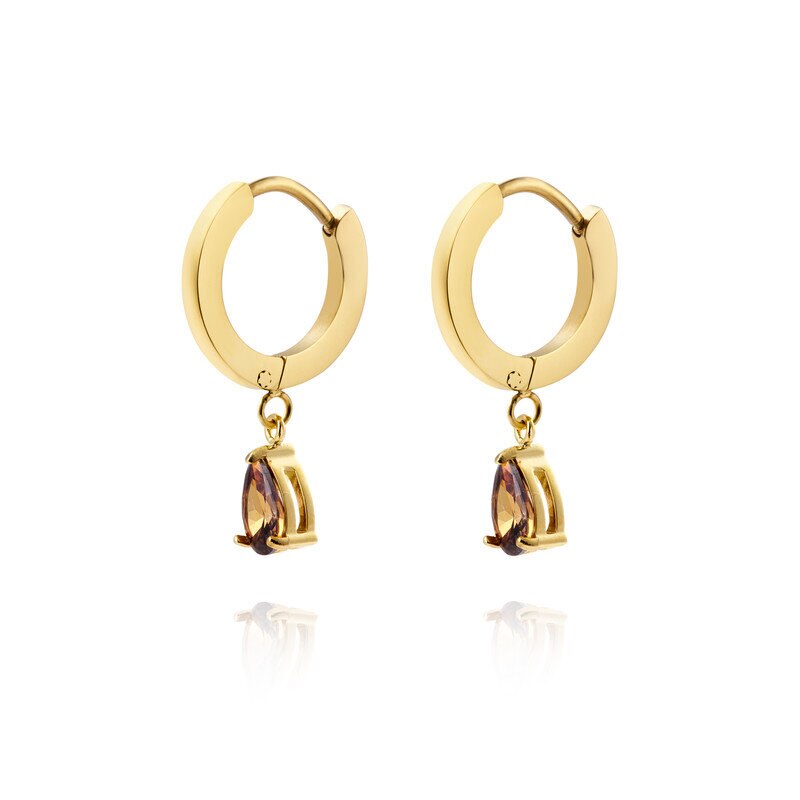 Belle Gold Hoops - Coffee
