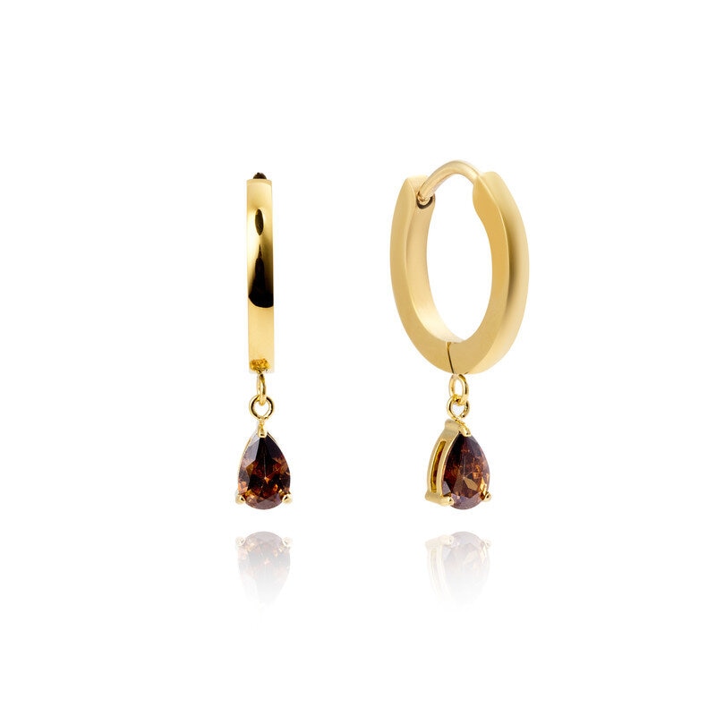 Belle Gold Hoops - Coffee