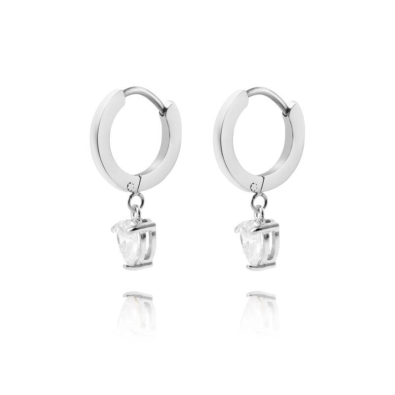 Bonne Silver Hoops - white