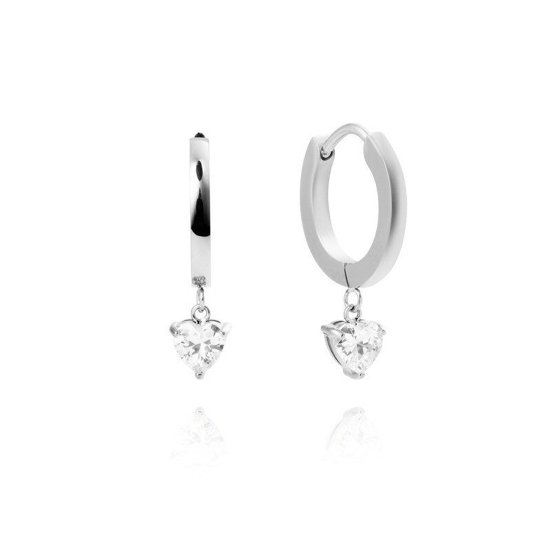 Bonne Silver Hoops - white
