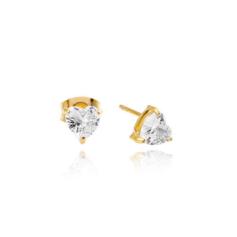 Bonne Gold Studs - white