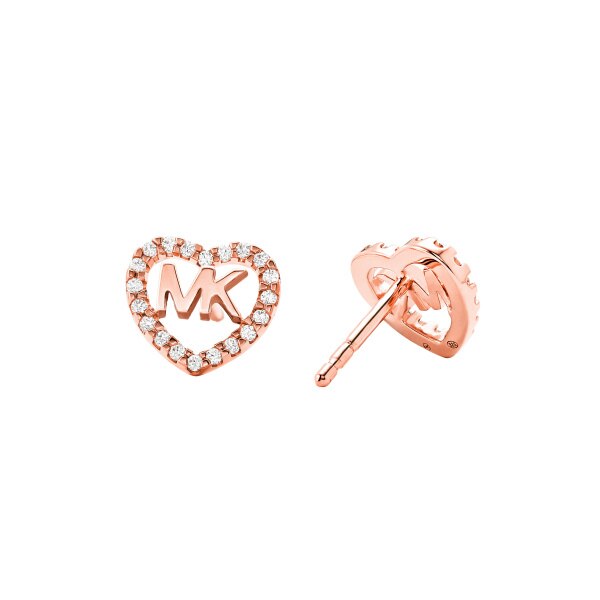 Premium earstuds heart rose/cz