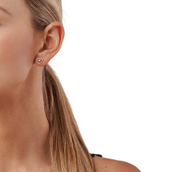 Premium earstuds heart rose/cz