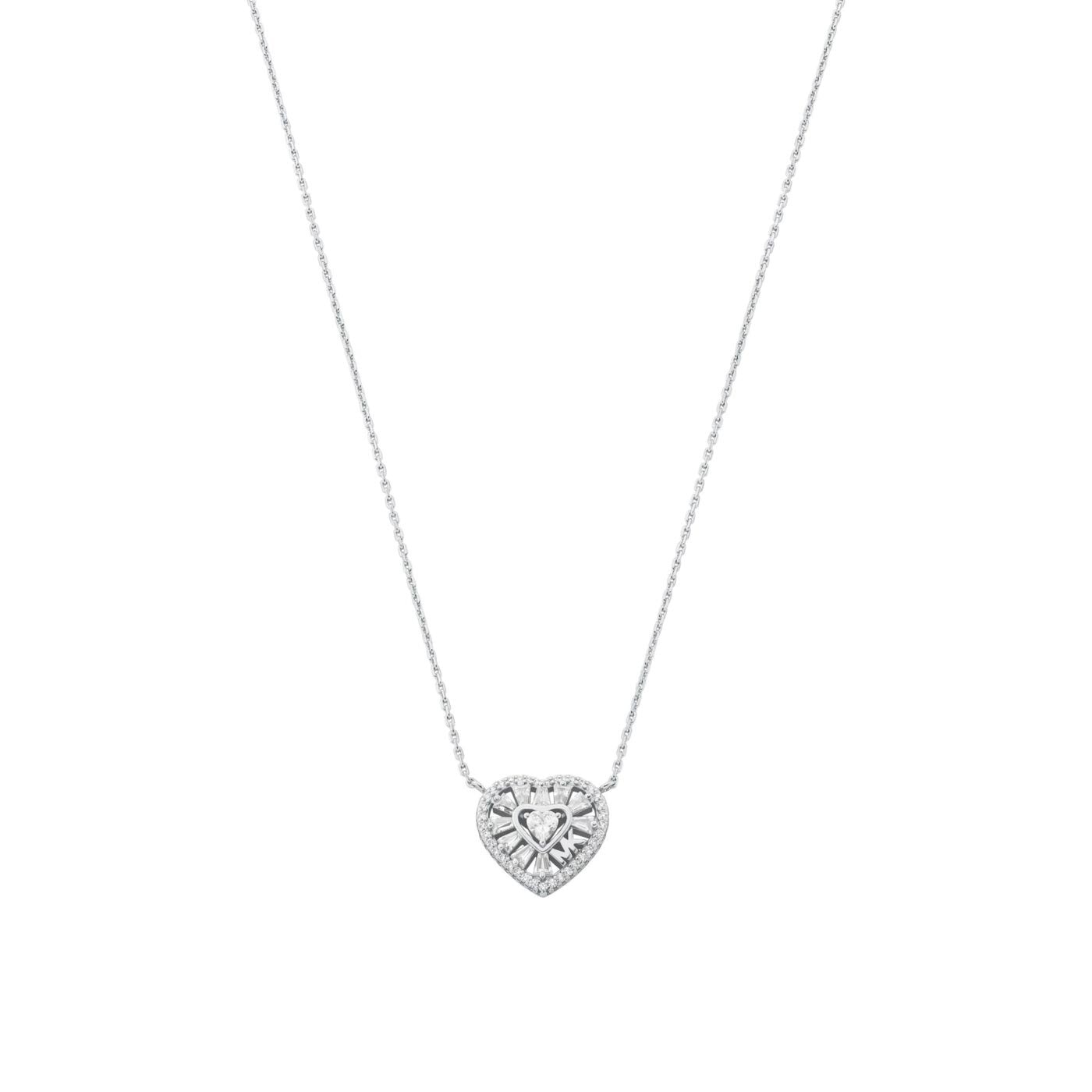 Tapered Baguette Heart Necklace