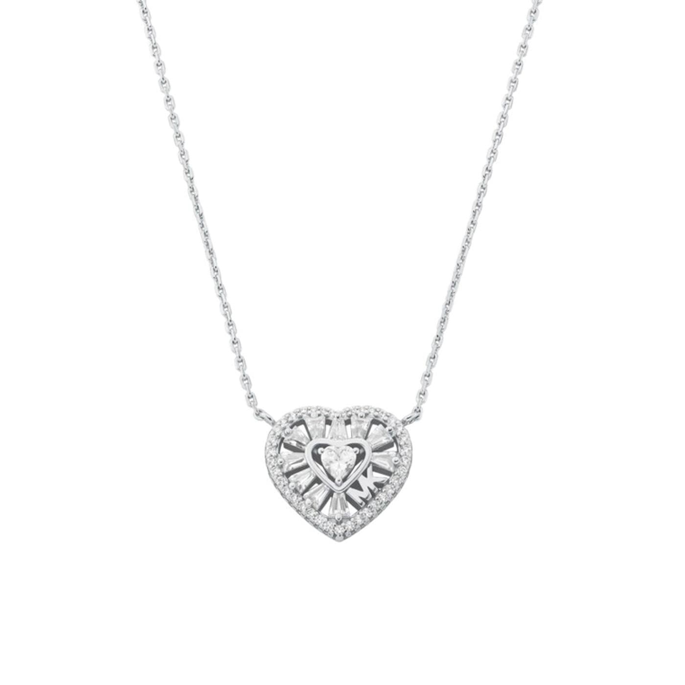 Tapered Baguette Heart Necklace