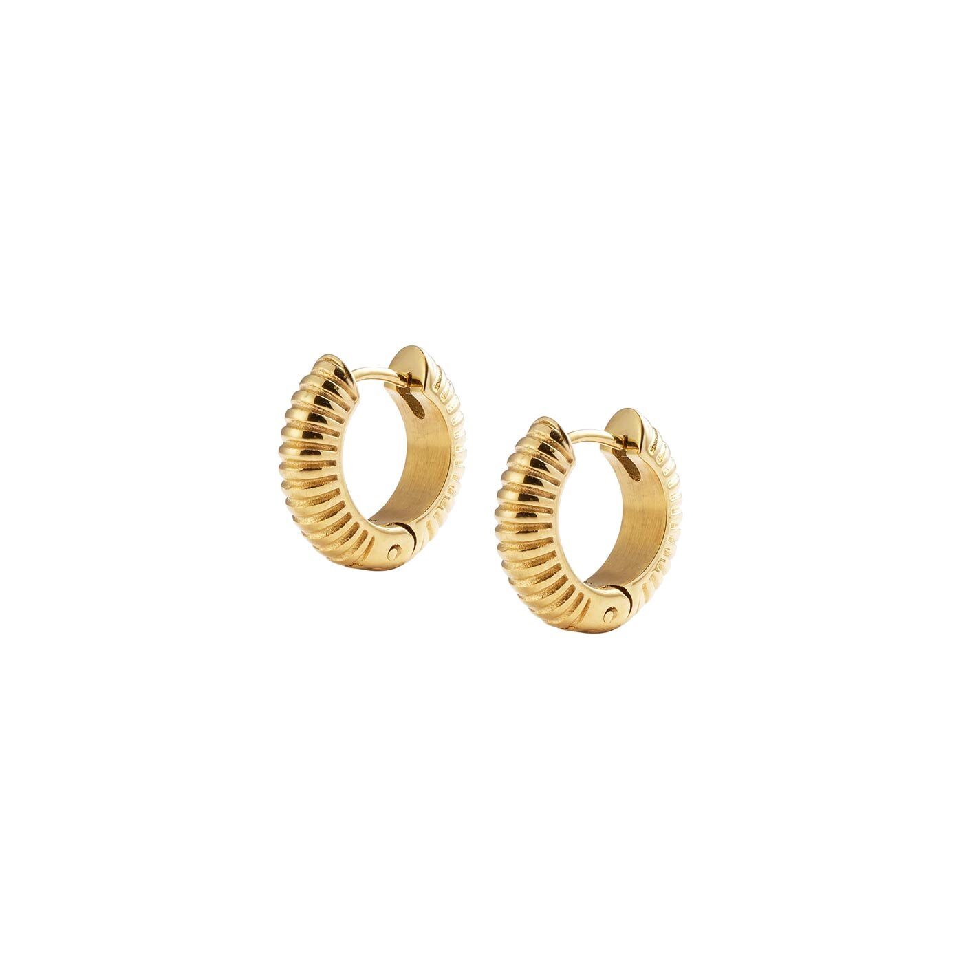 Ribbed Hoops Gold Medium