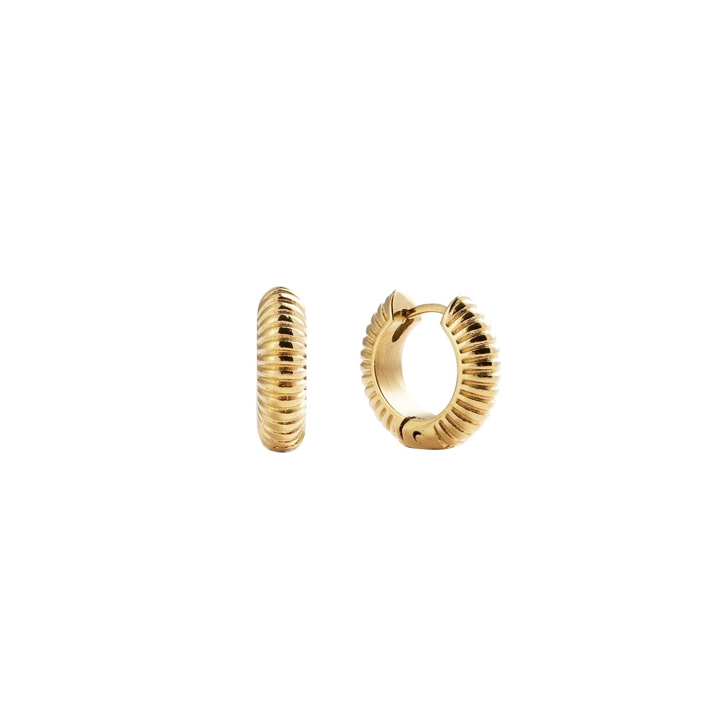 Ribbed Hoops Gold Medium