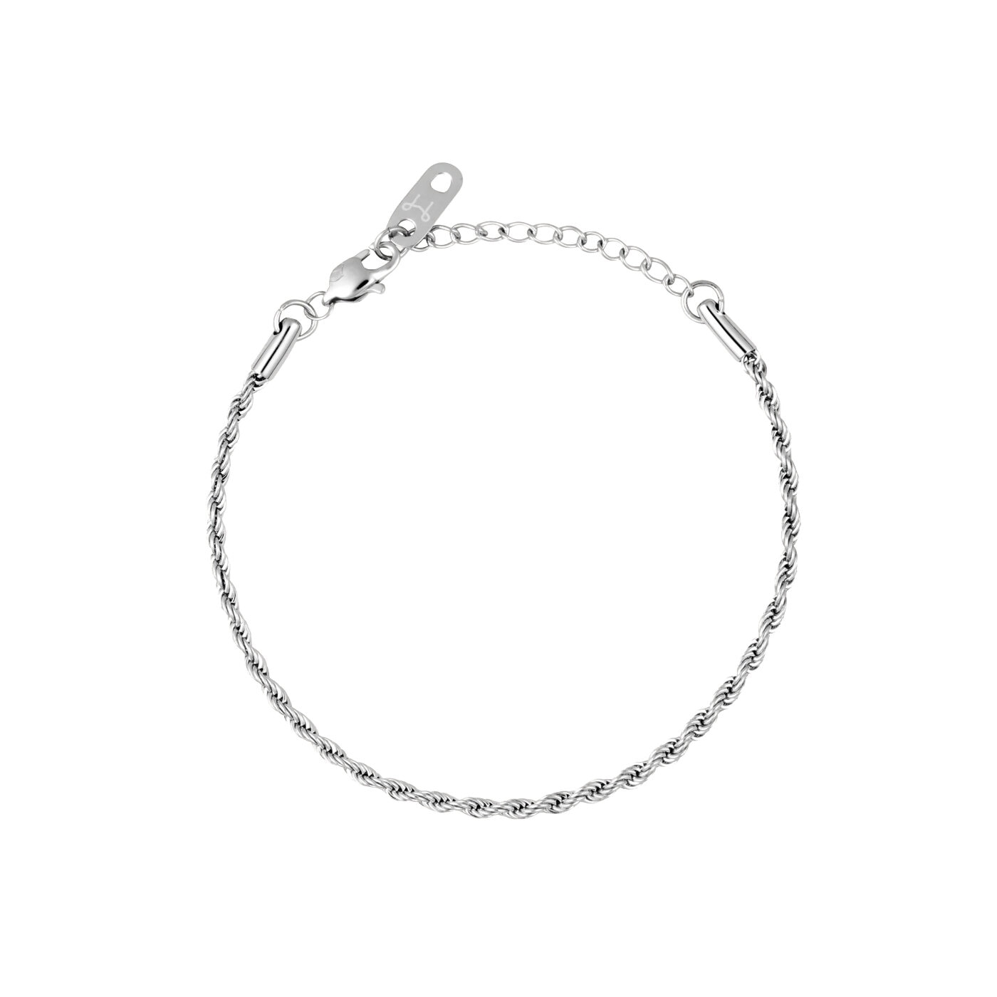 Thin rope bracelet silver medium