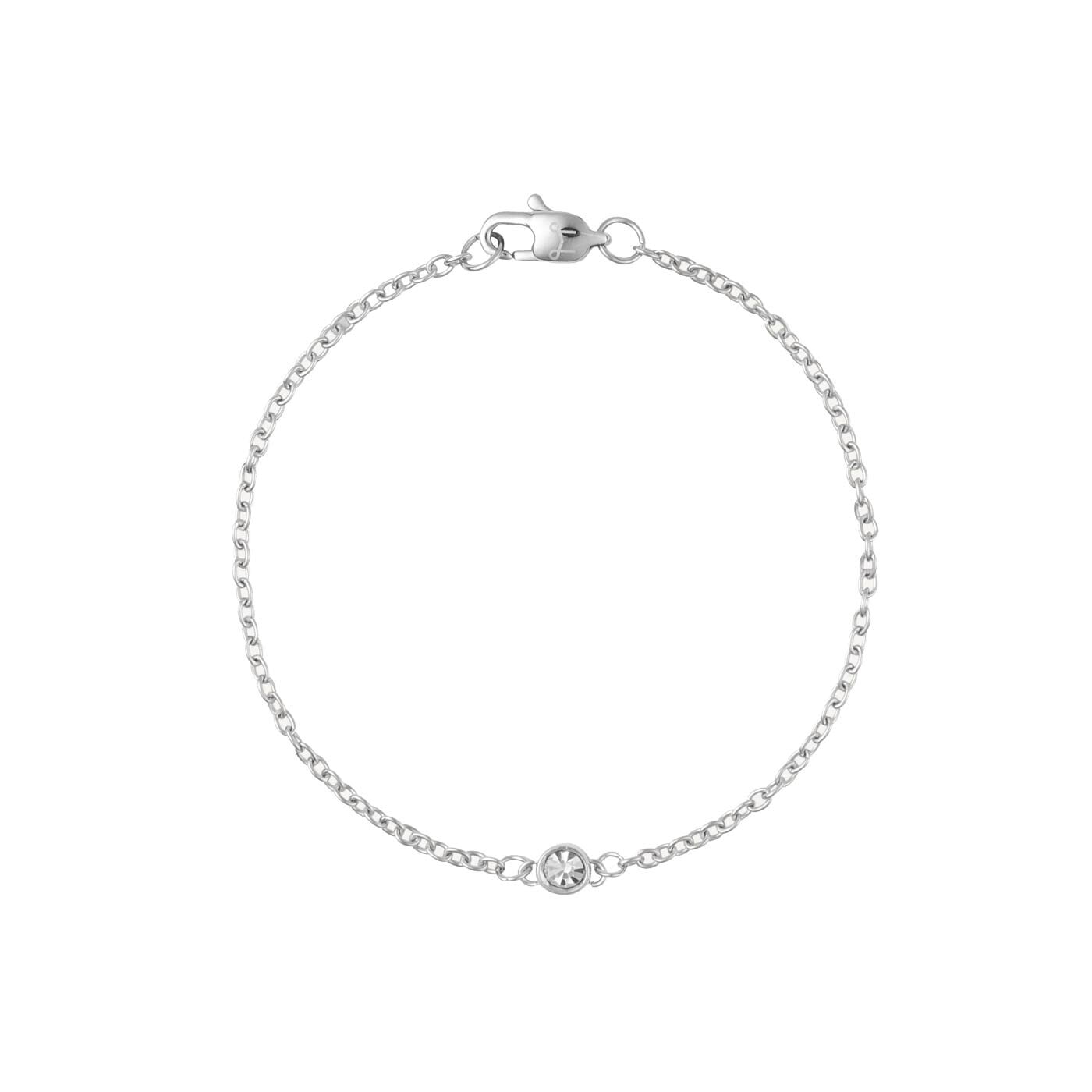 Thin diamond bracelet silver small