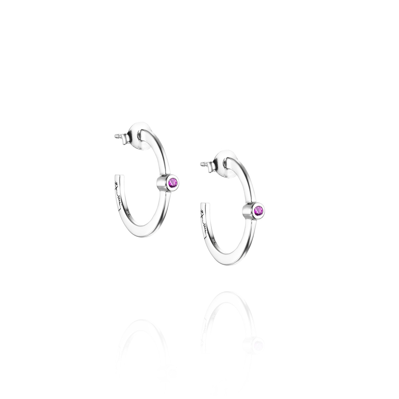 Micro Blink Hoops - Pink Sapphire