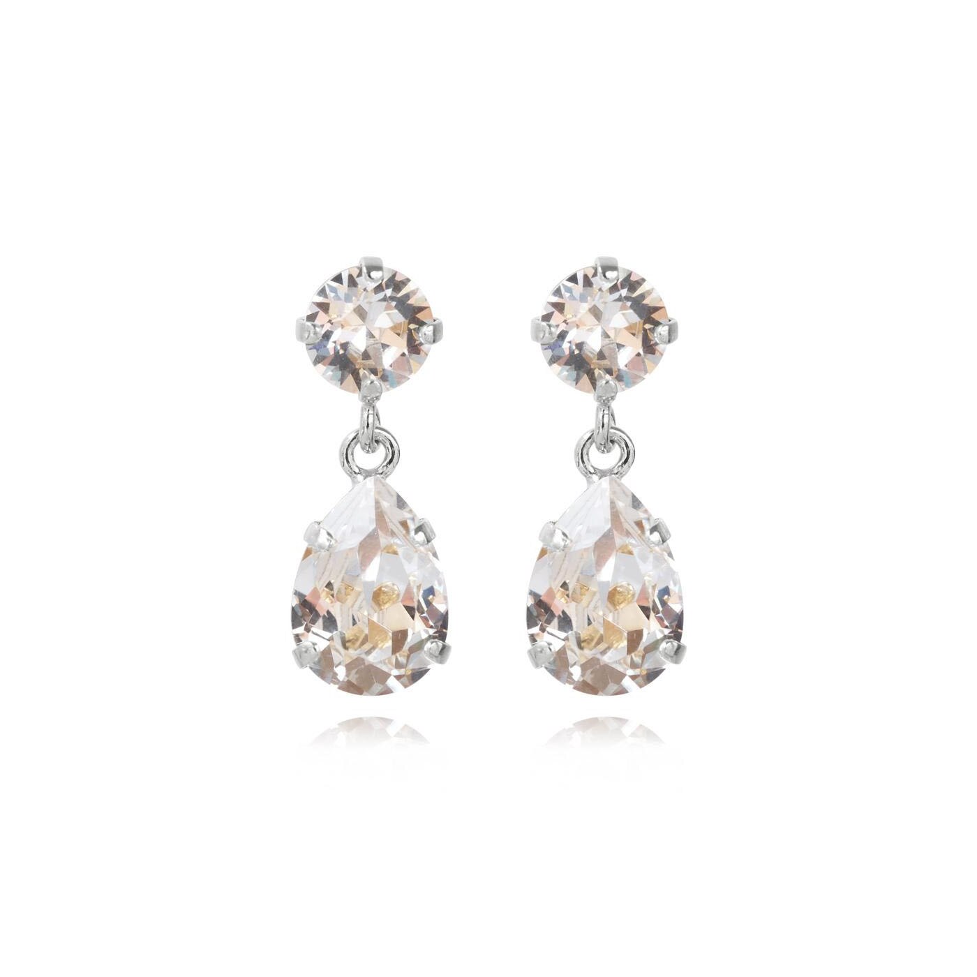 Mini Drop Earrings Rhodium Crystal