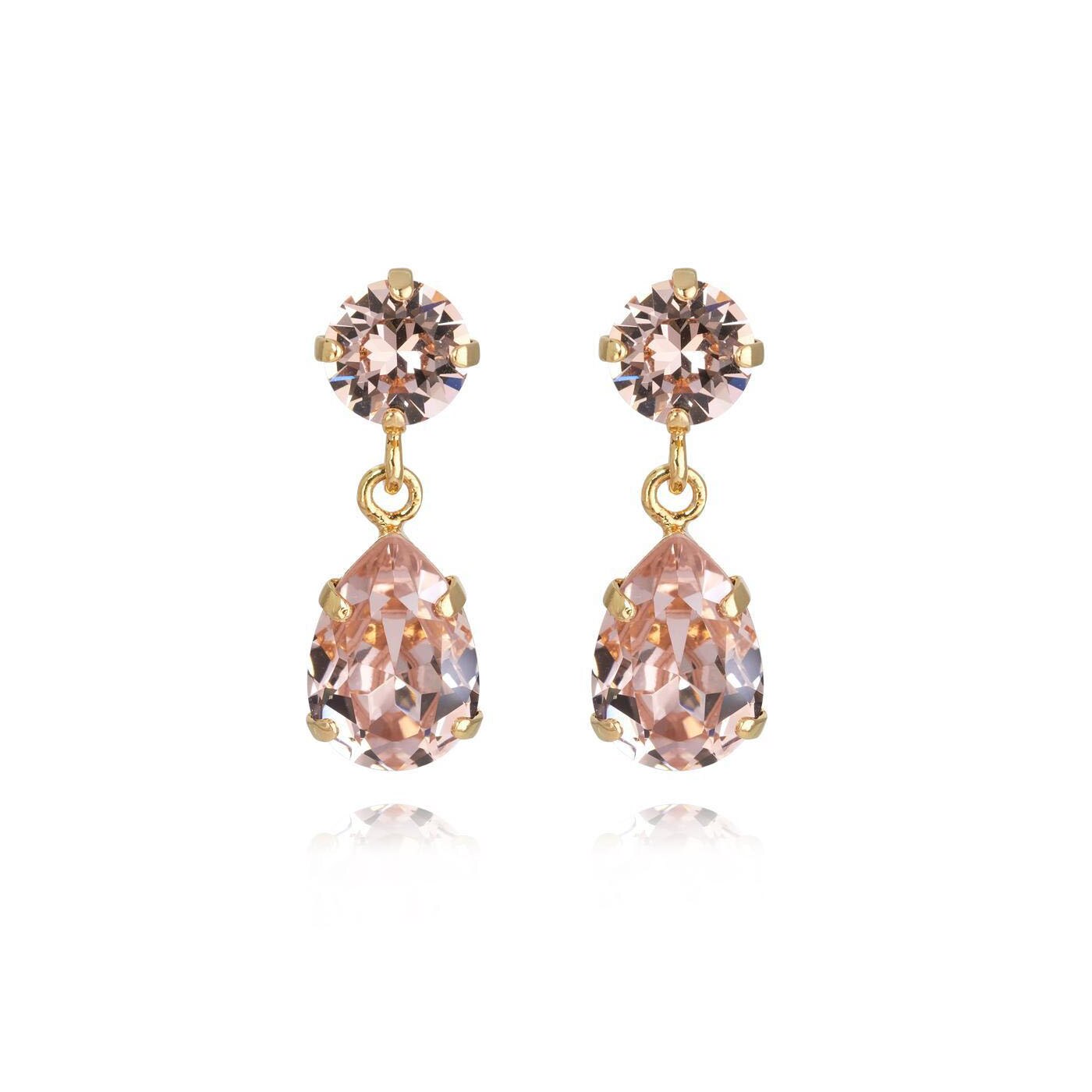 Mini Drop Earrings Gold Vintage Rose