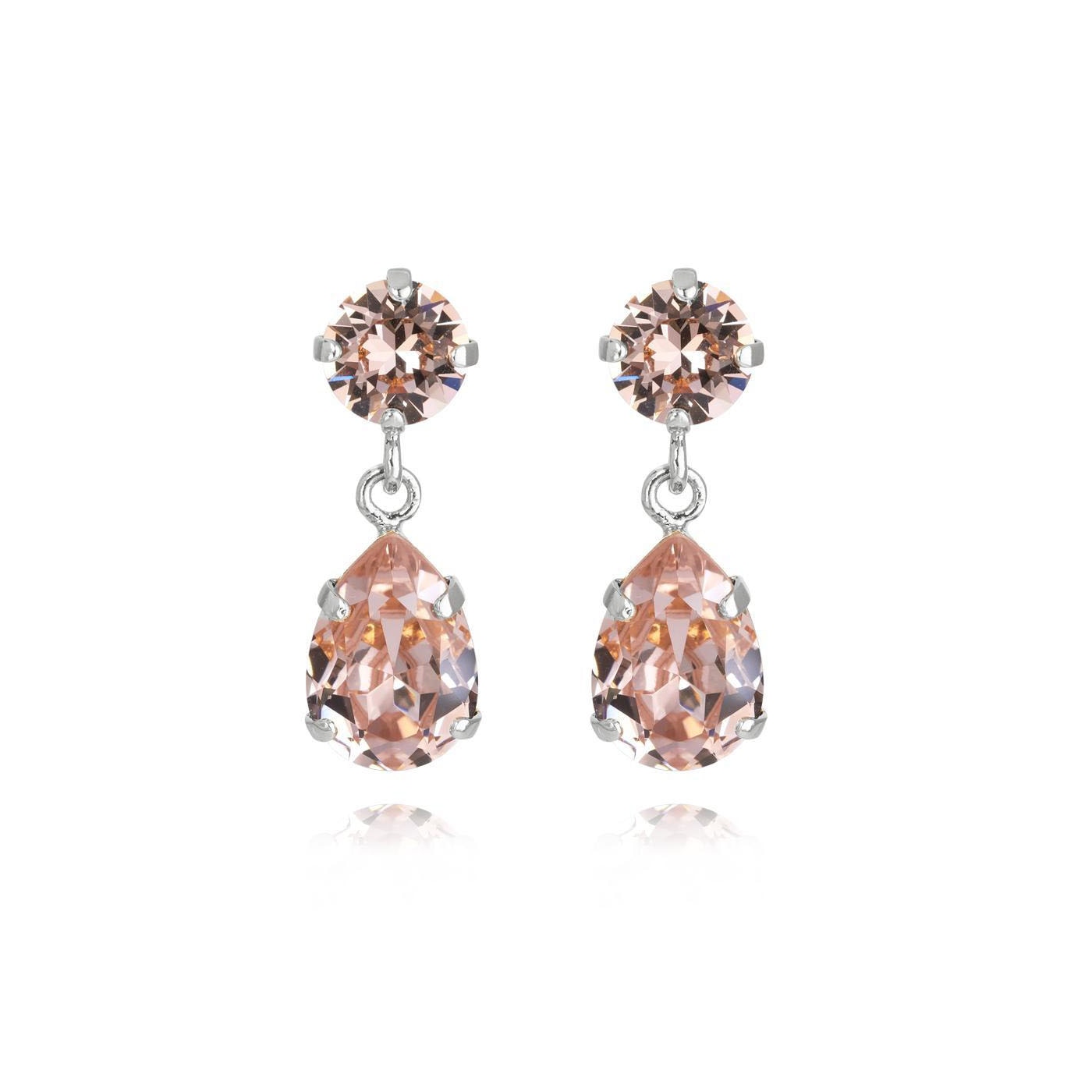 Mini Drop Earrings Rhodium Vintage Rose