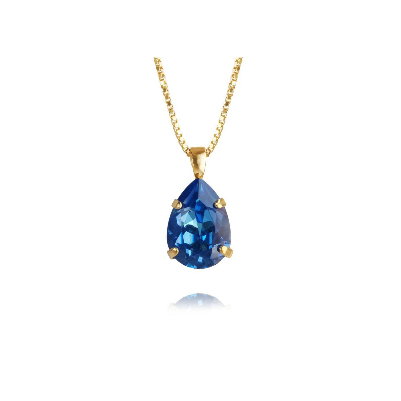 Mini Drop Necklace Gold Royal Blue Delite
