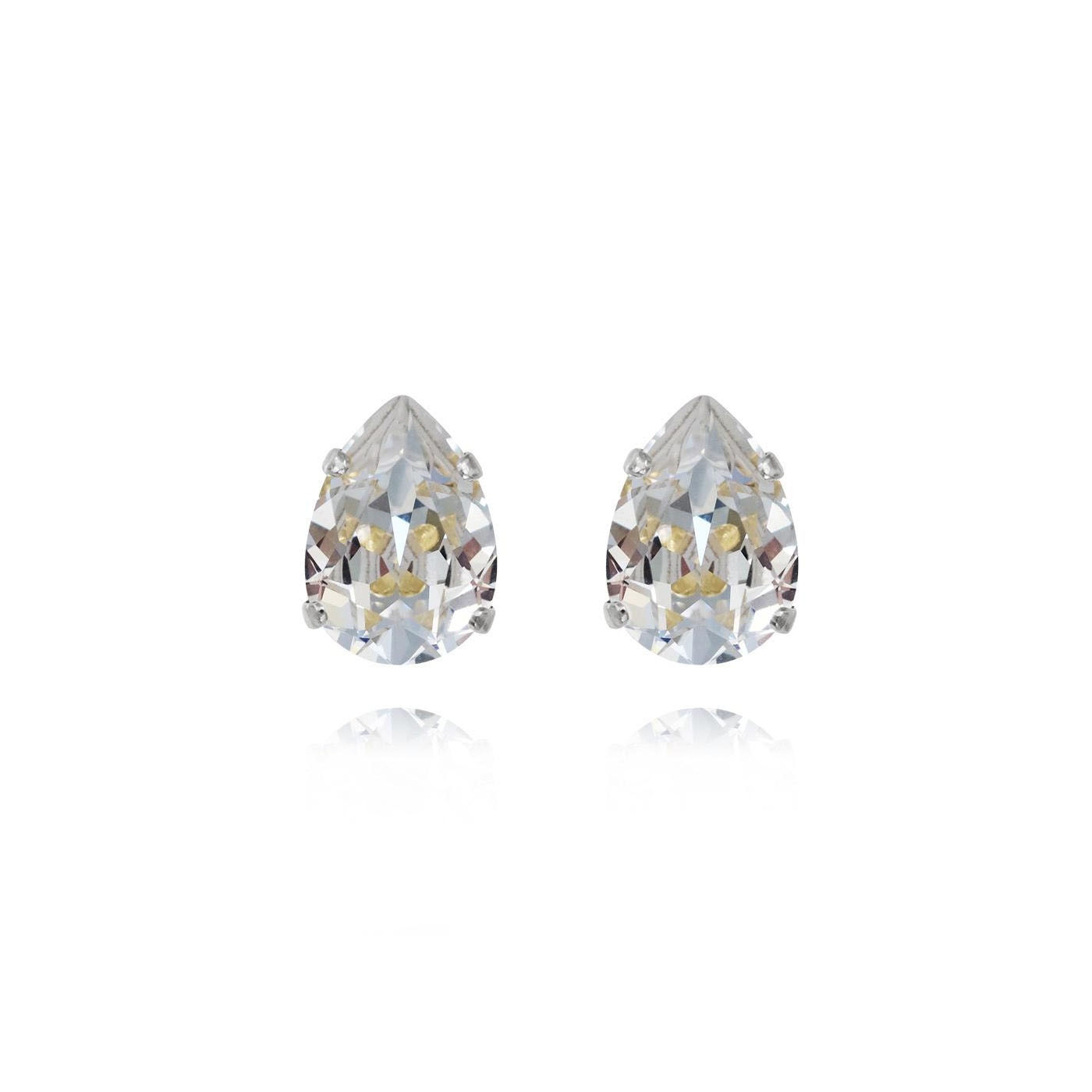 Mini Drop Stud Earrings Rhodium Crystal
