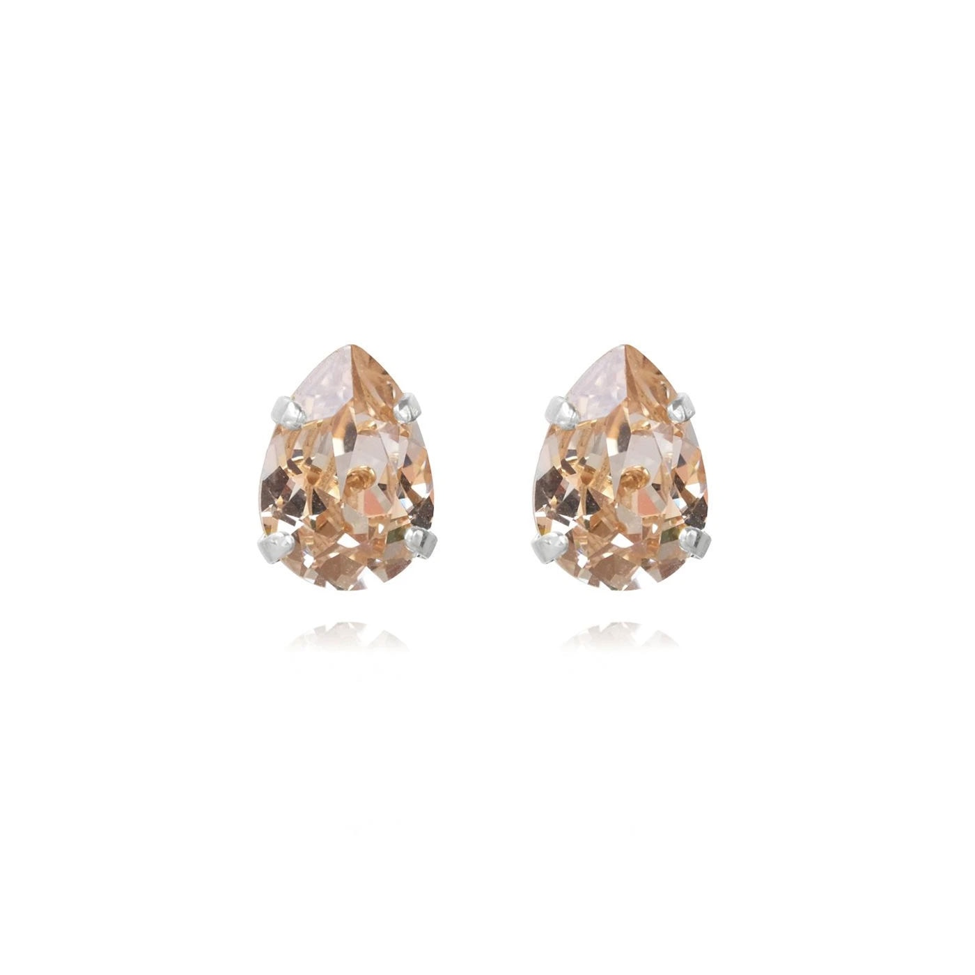 Mini Drop Stud Earrings Rhodium Silk