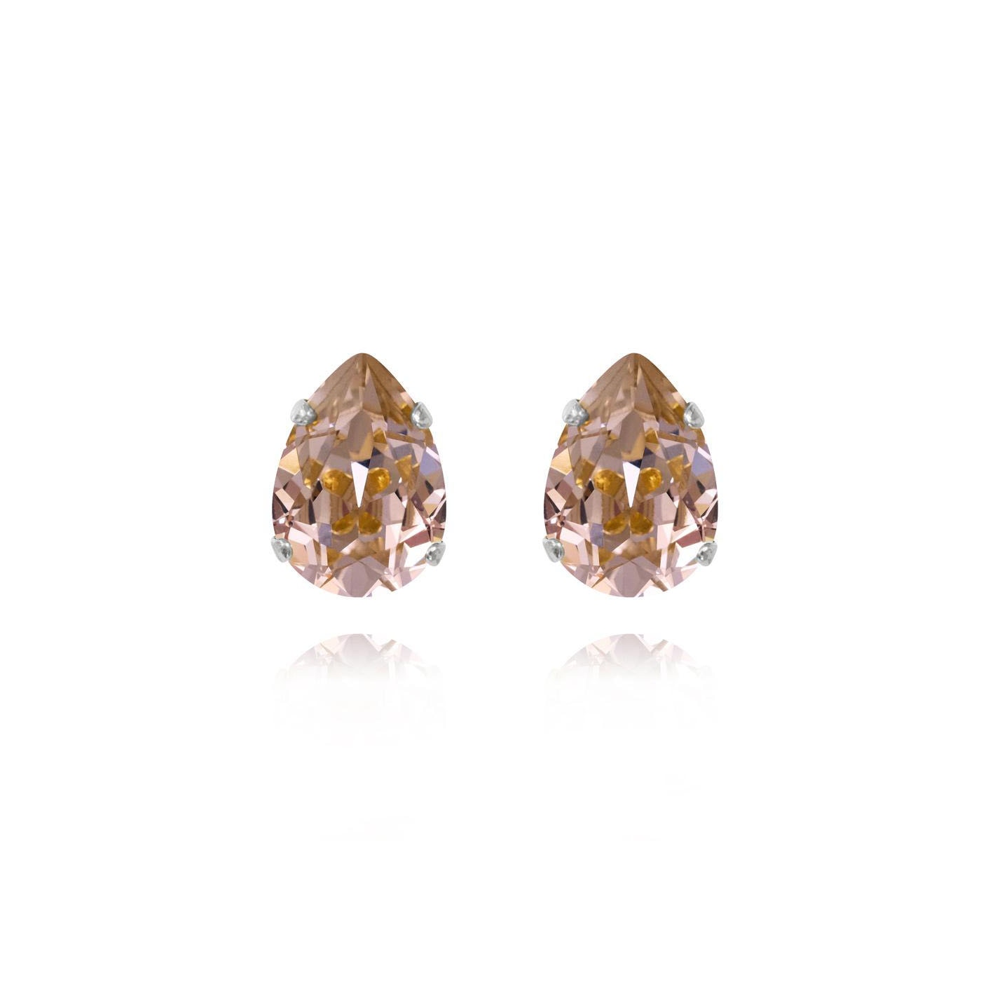 Mini Drop Stud Earrings Rhodium Vintage Rose