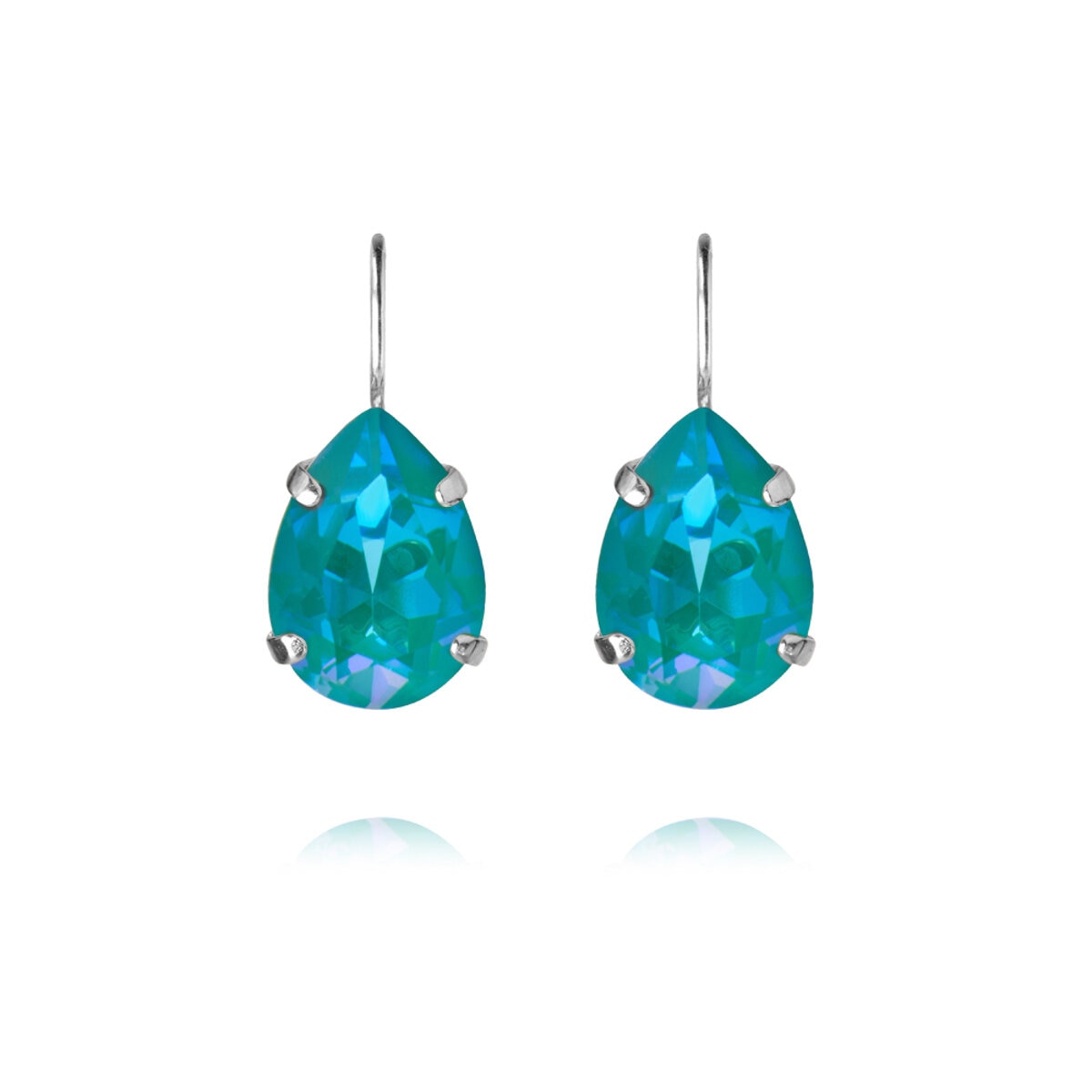  Mini Drop Clasp Earrings Rhodium / Laguna Delite 