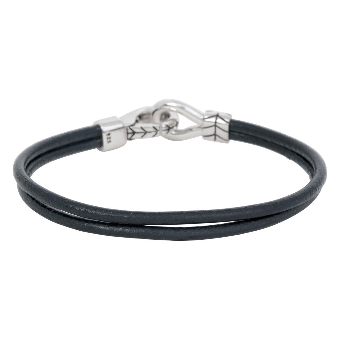 Silver/läderarmband svart. 21cm