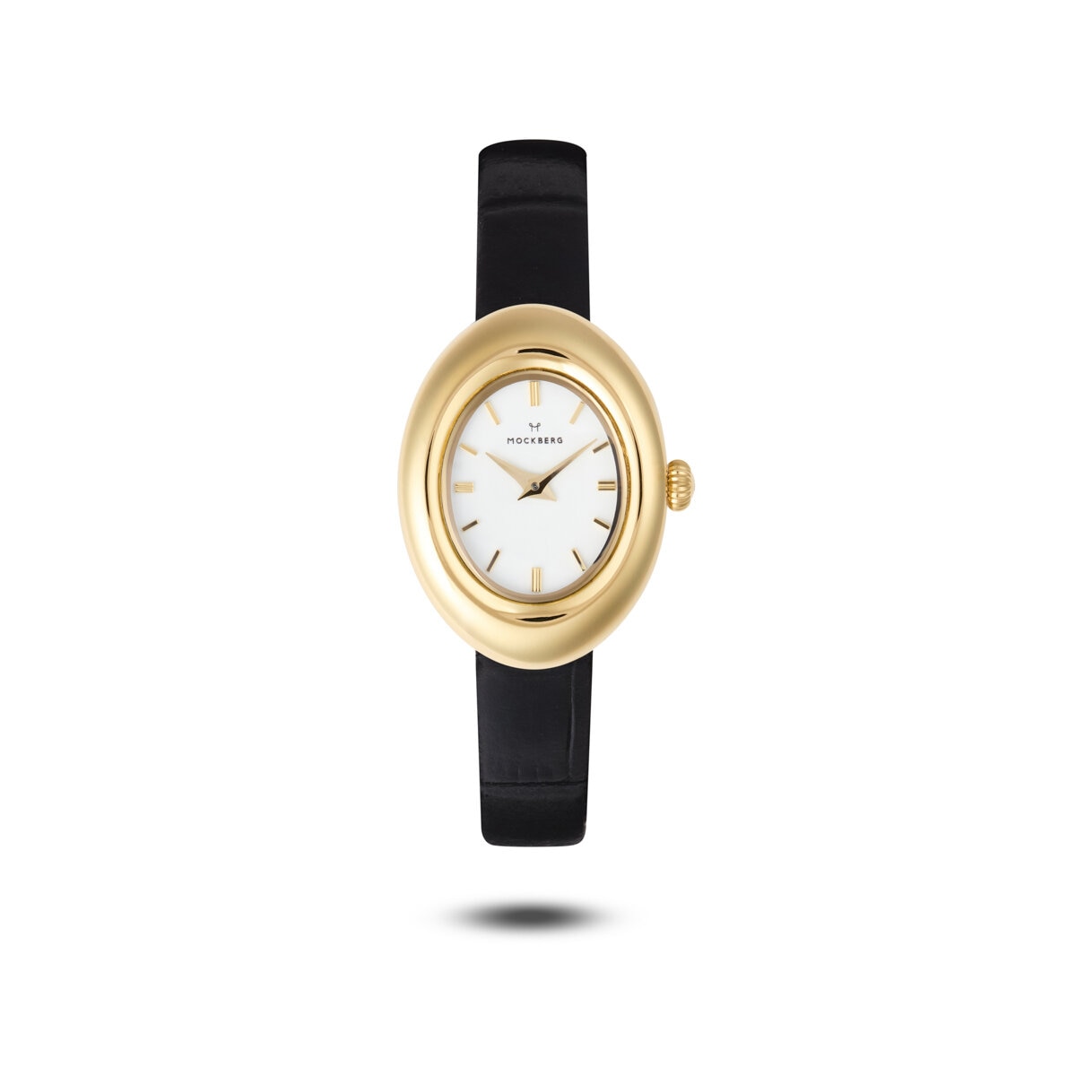Belle Oval Leather Gold Watch