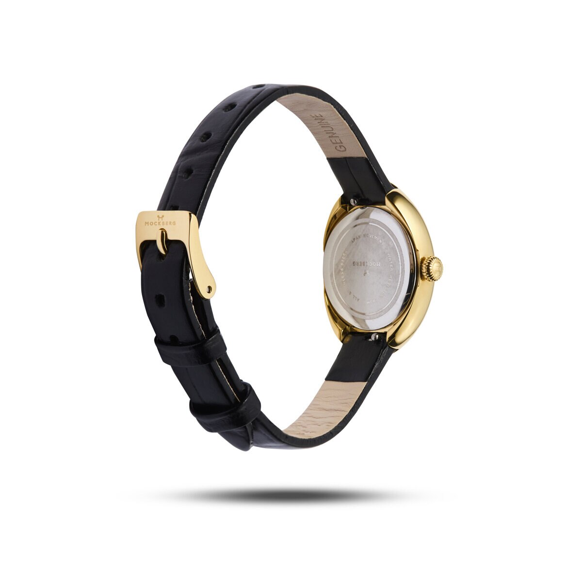 Belle Oval Leather Gold Watch